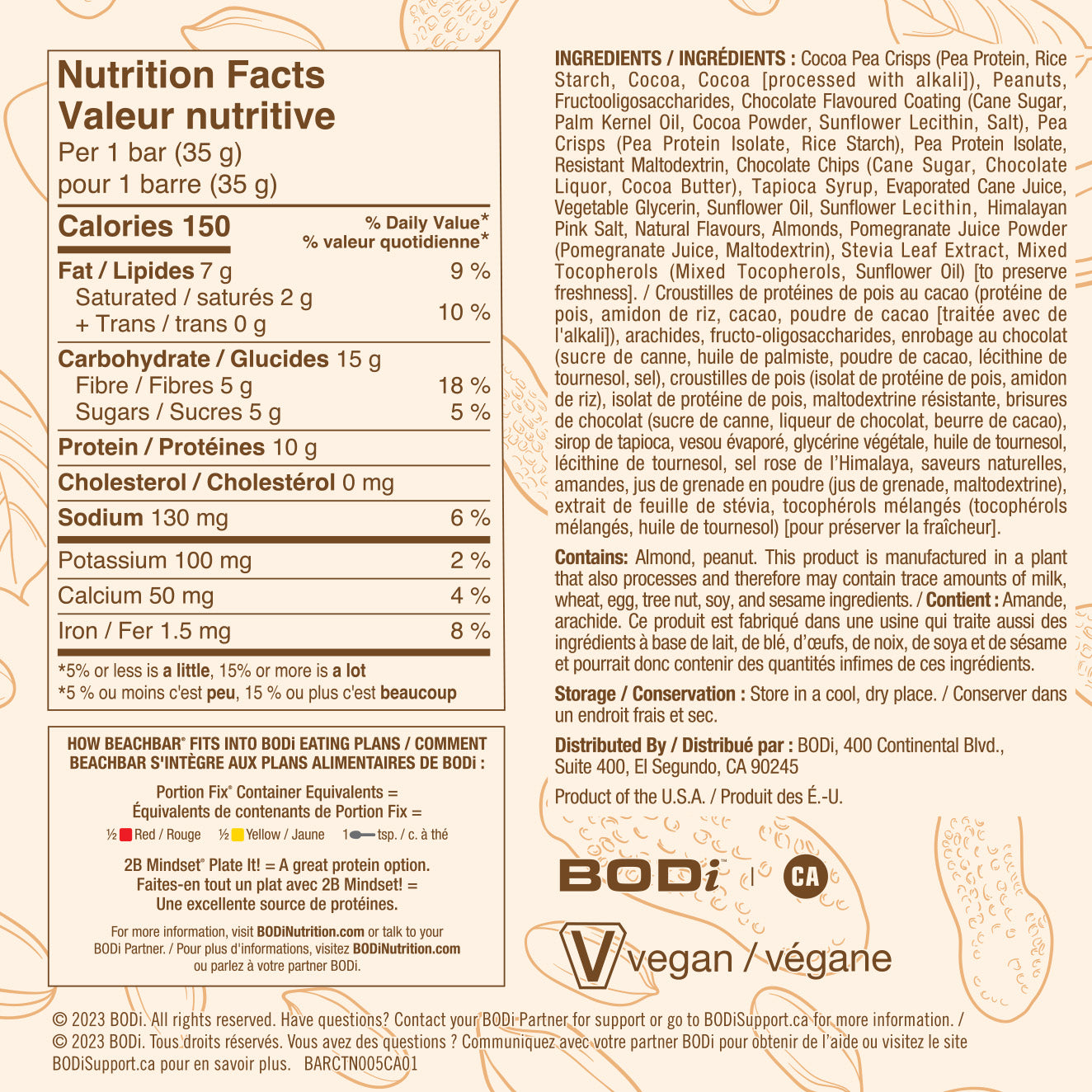 Beachbar Peanut Butter nutrition facts