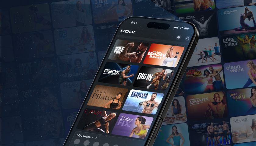 BODi workout app on a smartphone