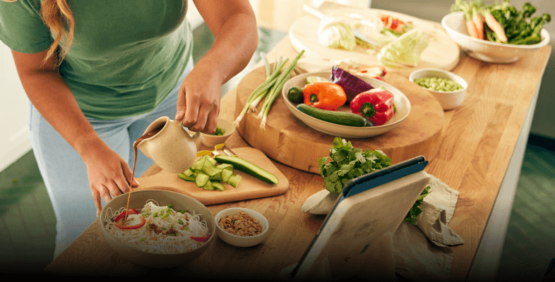 woman cooking a healthy meal