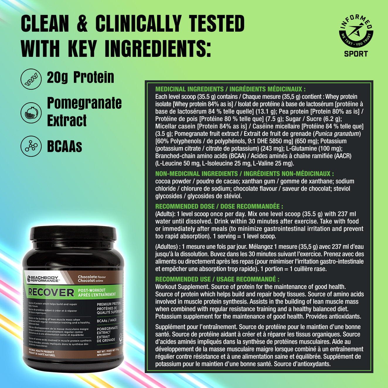 Recover Chocolate Whey Supplement Facts